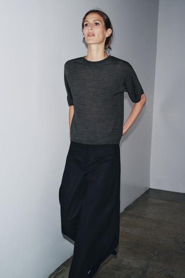 Zara Топ из шерсти с короткими рукавами