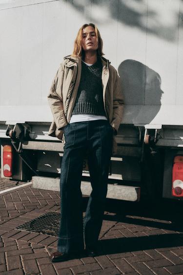 Zara Стеганая куртка с капюшоном WATER REPELLENT