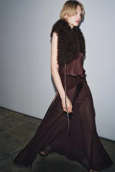 Снуд из кожи с отделкой искусственным мехом