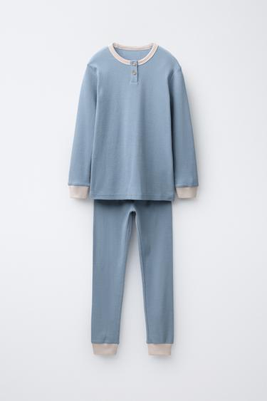 Zara 6-14 лет/пижама в рубчик с контрастной отделкой