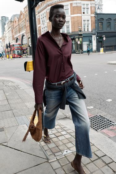 Zara Рубашка оверсайз из поплина