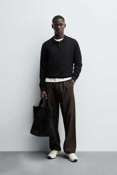 Zara Трикотажное поло из 100% шерсти