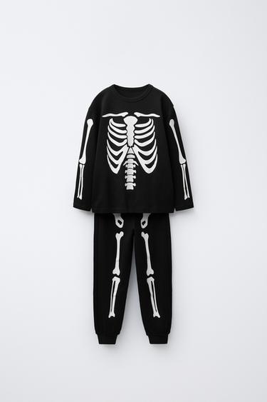Zara 2–6 лет/пижама «скелет», светящаяся в темноте