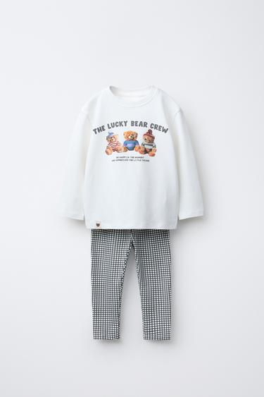 Zara 2-6 лет/пижама с мишками и клетчатым узором