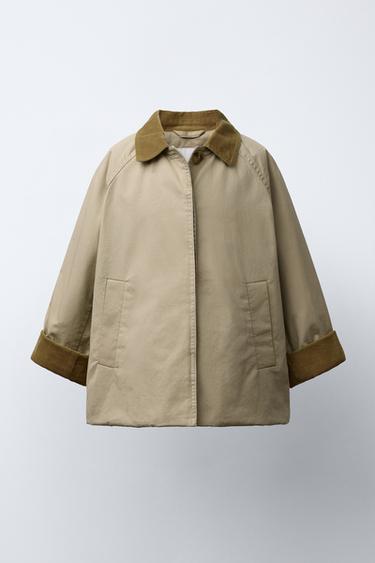 Zara Тренч с вельветовым воротником