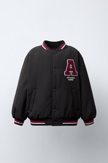 Zara Бомбер с подкладкой из искусственной овчины с нашивкой