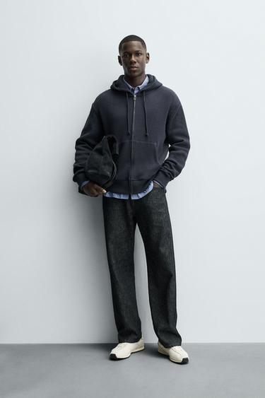 Zara Толстовка на молнии с квадратной текстурой