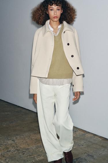 Zara Короткий тренч с шерстью — ZW COLLECTION