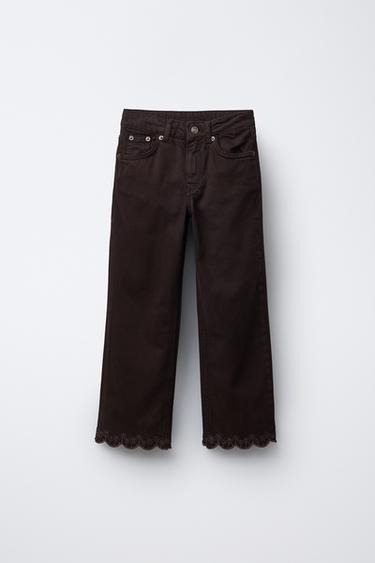 Zara Прямые джинсы с вышивкой