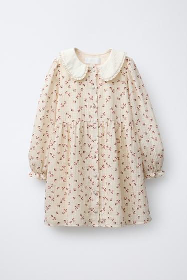 Zara Платье с цветочным принтом и контрастным воротником