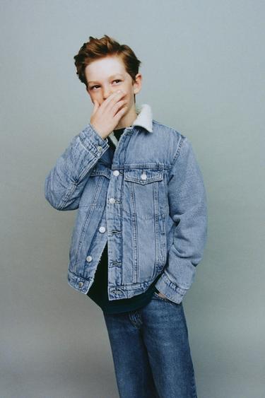 Zara Джинсовая куртка с искусственной овчиной