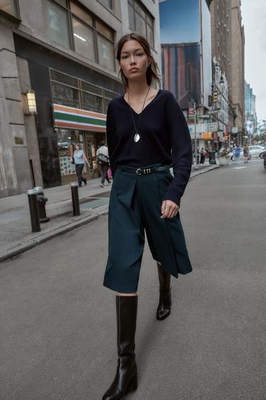 Zara Длинные бермуды с ремнем