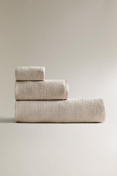 Zara Полотенце для ванны из льна с рельефным трикотажем WAFFLE-KNIT