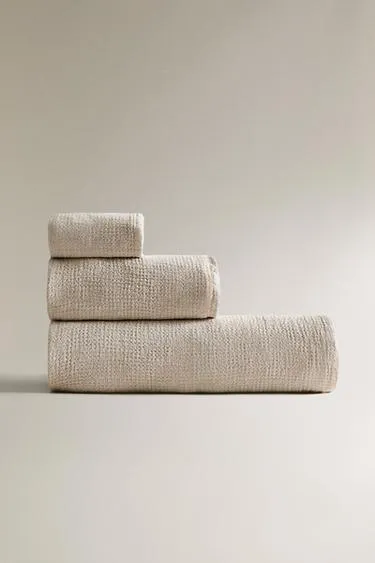 Полотенце для ванны из льна с рельефным трикотажем WAFFLE-KNIT