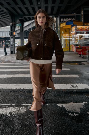 Zara Атласная юбка миди