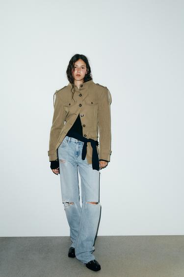 Zara Джинсы TRF WIDE LEG с разрезами и средней посадкой