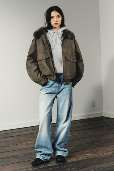 Zara Джинсы широкие прямого кроя на средней посадке TRF купить с доставкой.