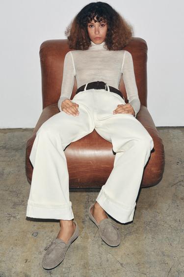 Zara Замшевые лоферы с кисточками