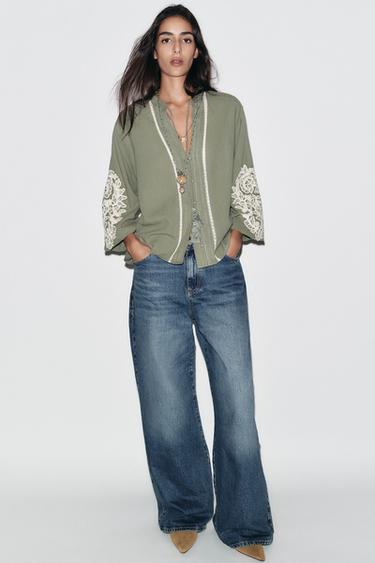 Zara Блуза с контрастной вышивкой