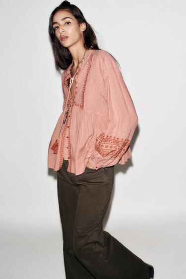 Zara Блуза с контрастной вышивкой