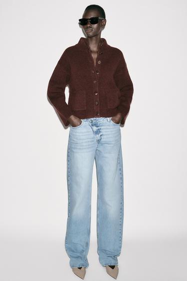 Zara Вязаная куртка с воротником-стойкой