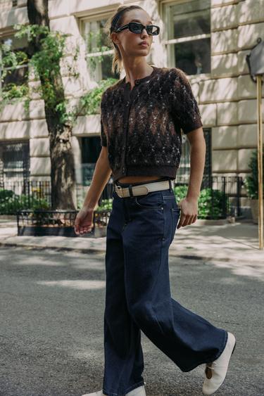 Zara Кардиган с короткими рукавами и узором «ромбы»