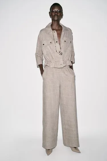 FLECKED WIDE-LEG TROUSERS
