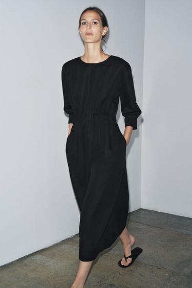 Zara Платье миди со складками — ZW COLLECTION