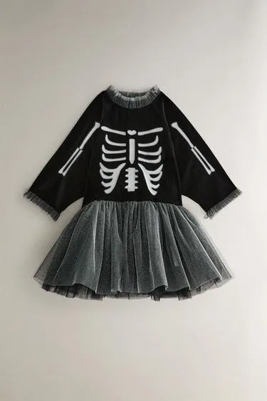 CHILDREN'S TULLE SKELETON HALLOWEEN COSTUME