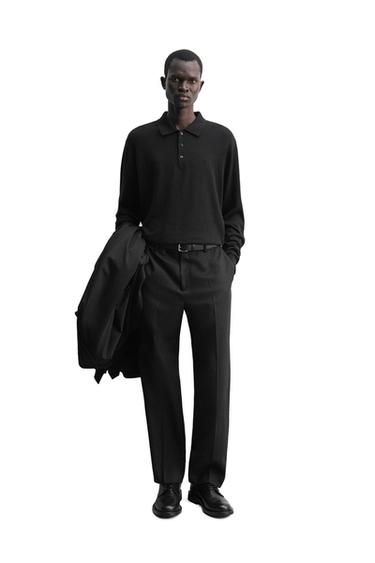 Zara Трикотажное поло из хлопка и шерсти