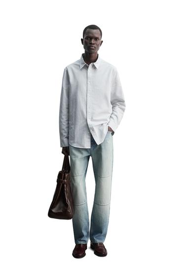 Zara Рубашка оксфорд в полоску