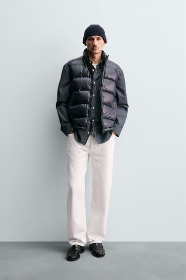 Zara Непромокаемый пуховый жилет из 100% перьев