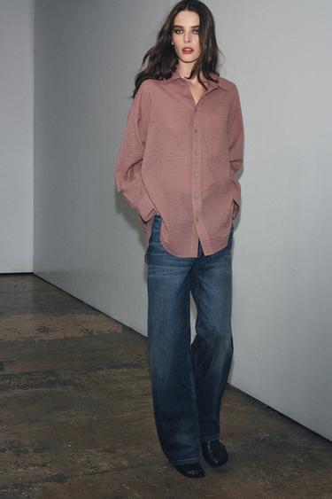Zara Рубашка OVERSIZE с текстурой — ZW COLLECTION