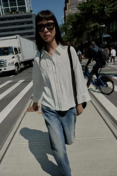 CREPE SHIRT WITH PINTUCKS