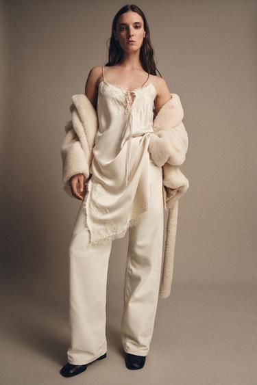 Zara Платье-комбинация с кружевом — ZW COLLECTION