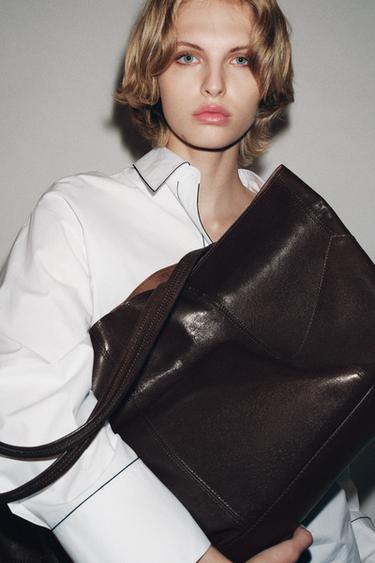 Zara Большая кожаная сумка-шопер