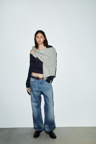 Zara Джинсы TRF BAGGY TAPERED с низкой посадкой