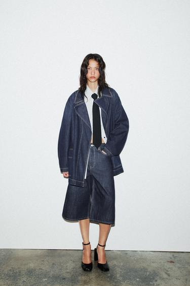 Zara Короткий джинсовый тренч TRF