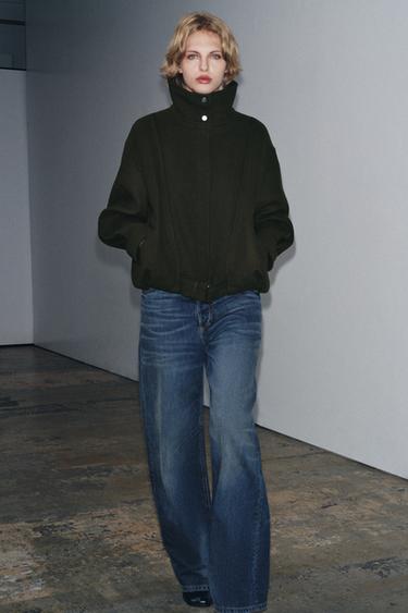 Zara Минималистичная куртка-бомбер с шерстью — ZW COLLECTION