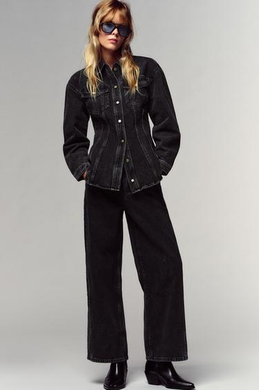 Zara Приталенная джинсовая рубашка Z1975