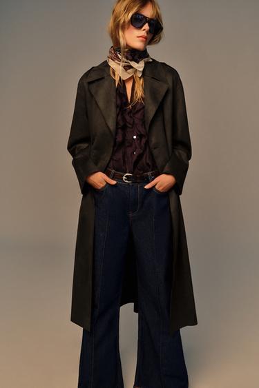 Zara Длинный тренч из искусственной замши