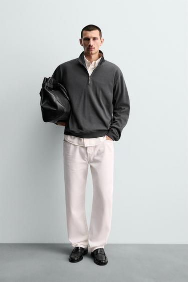 Zara Толстовка с эффектом стирки и воротником на молнии