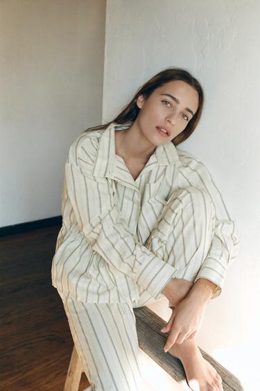 Zara Брюки в пижамном стиле в полоску