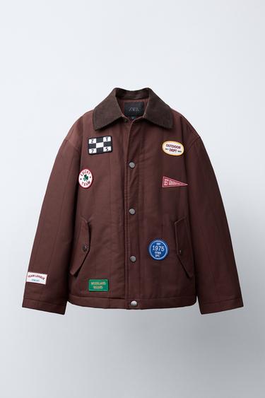 Zara Стеганая куртка с нашивками