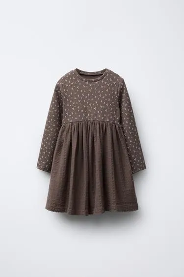 FLORAL RIBBED CONTRAST DRESS
