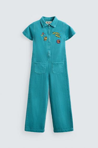 Zara Джинсовый комбинезон с вышивкой и нашивками HARRY LAMBERT FOR ZARA X DISNEY купить с доставкой.