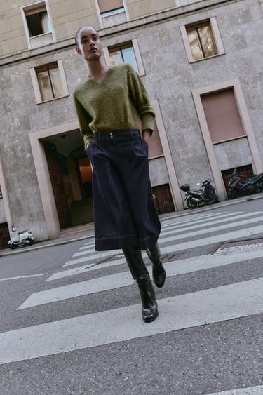 Zara Длинные джинсовые шорты Z1975 с защипами