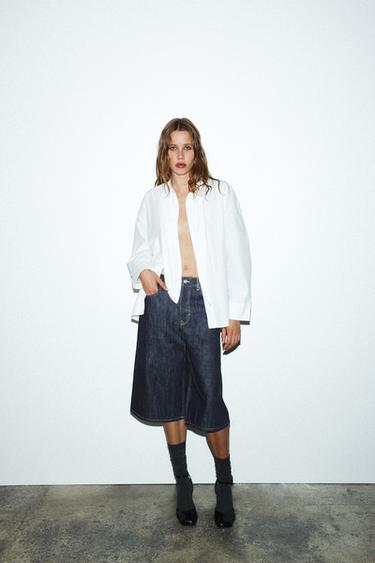 Zara Джинсовые шорты-бермуды TRF со средней посадкой