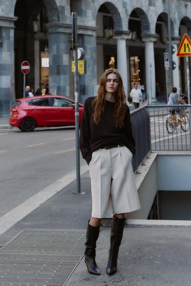 Zara Длинные бермуды с ремнем