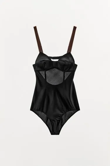 CONTRAST STRAP SEAM BODYSUIT